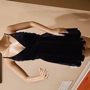 love, fire Midnight Blue Velour Mini Dress size small